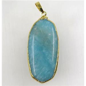 blue Amazonite pendant, gold plated, approx 15-33mm [GMPDA8890]