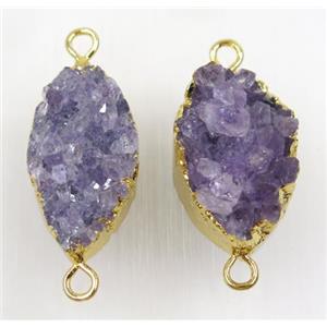 purple Amethyst druzy connector, gold plated, approx 15-30mm [GMPDA8893]