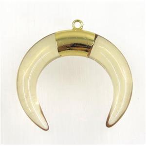 yellowsmoky crystal glass crescent pendant, gold plated, approx 30-35mm [GMPDA8896]