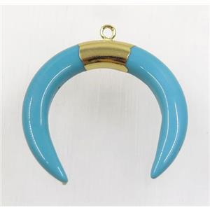 blue crystal glass crescent pendant, gold plated, approx 30-35mm [GMPDA8903]