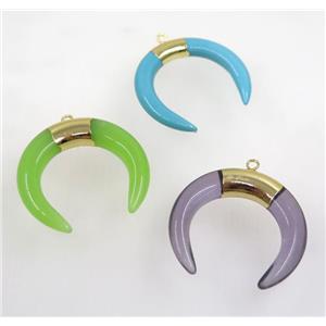 mix crystal glass crescent pendant, gold plated, approx 30-35mm [GMPDA8905]
