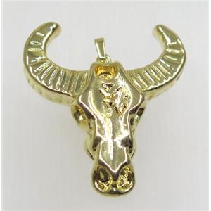 resin bullHead pendant, gold plated, approx 35-40mm [GMPDA8906]