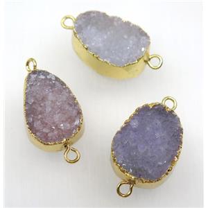 natural Agate Druzy connector, freeform, gold plated, approx 15-30mm [GMPDA8916]