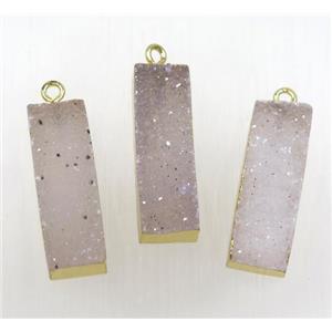 natural druzy agate rectangle pendant, gold plated, approx 10-30mm [GMPDA8919]