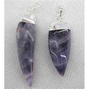 purple Amethyst pendant, silver plated, approx 15-50mm [GMPDA8925]
