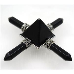 black onyx agate Pyramid, approx 60x60mm [GMPDA8927]
