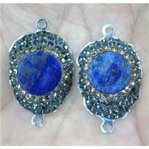 lapis lazuli connector paved rhinestone, approx 15-35mm [GMPDA8965]