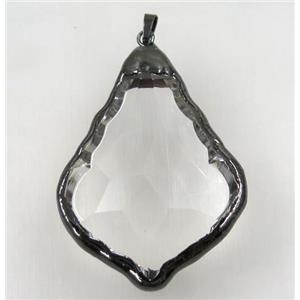 chinese crystal glass pendant, black plated, approx 45-65mm [GMPDA8968]