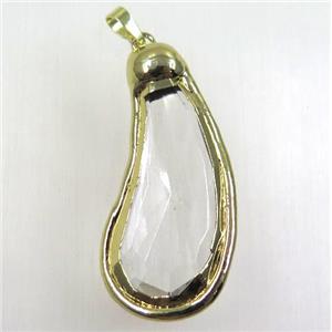 chinese crystal glass pendant, gold plated, approx 20-50mm [GMPDA8971]