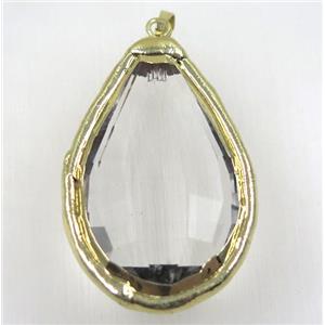 chinese crystal glass pendant, gold plated, approx 30-50mm [GMPDA8972]