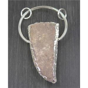agate pendant, silver plated, approx 25-75mm [GMPDA9001]