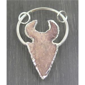 agate pendant, silver plated, approx 25-65mm [GMPDA9002]
