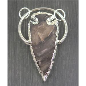 agate pendant, silver plated, approx 25-70mm [GMPDA9003]