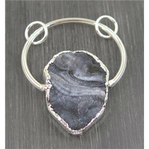 agate pendant, silver plated, approx 25-55mm [GMPDA9004]