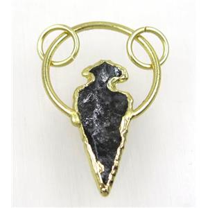 clear quartz pendant, black, gold plated, approx 15-45mm [GMPDA9005]