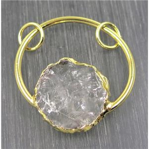 hammered clear quartz pendant, copper, gold plated, approx 20-45mm [GMPDA9009]