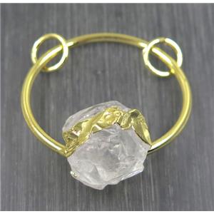 hammered Clear Quartz pendant, copper, gold plated, approx 25-45mm [GMPDA9010]