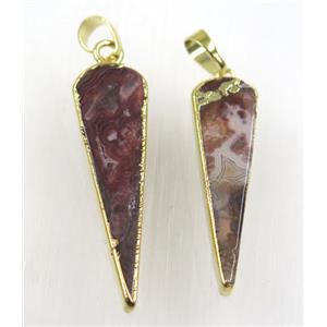 Mexican Crazy Agate pendulum pendant, gold plated, approx 10-38mm [GMPDA9012]