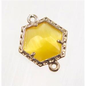 yellow Chinese Crystal Glass connector, gold plated, approx 13mm [GMPDA9076]