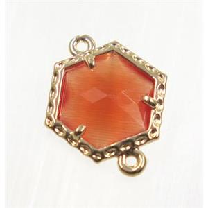 orange Chinese Crystal Glass connector, gold plated, approx 13mm [GMPDA9078]