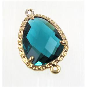 peacock green Chinese Crystal Glass connector, gold plated, approx 15-18mm [GMPDA9083]