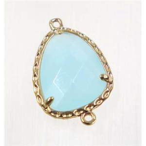 aqua Chinese Crystal Glass connector, gold plated, approx 15-18mm [GMPDA9087]