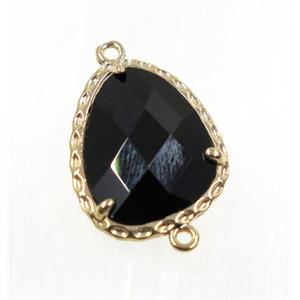 black Chinese Crystal Glass connector, gold plated, approx 15-18mm [GMPDA9089]