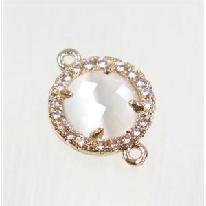 gemstone connector paved zircon, gold plated, approx 11.5mm [GMPDA9094]