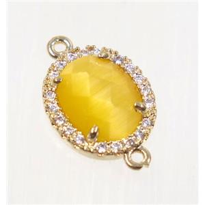 gemstone connector paved zircon, gold plated, approx 11x13mm [GMPDA9096]