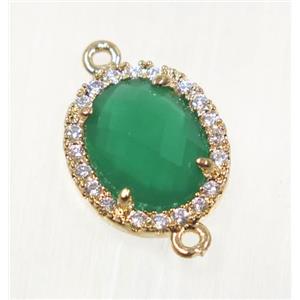 gemstone connector paved zircon, gold plated, approx 11x13mm [GMPDA9099]