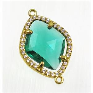 gemstone connector paved zircon, gold plated, approx 17x20mm [GMPDA9104]