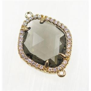 gemstone connector paved zircon, gold plated, approx 17x20mm [GMPDA9105]