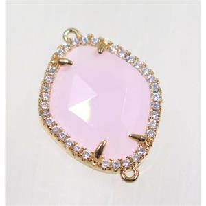 gemstone connector paved zircon, gold plated, approx 17x20mm [GMPDA9107]