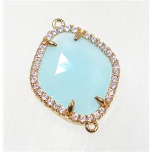gemstone connector paved zircon, gold plated, approx 17x20mm [GMPDA9108]