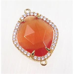 gemstone connector paved zircon, gold plated, approx 17x20mm [GMPDA9110]