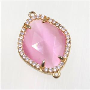 gemstone connector paved zircon, gold plated, approx 17x20mm [GMPDA9111]