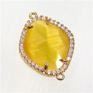 gemstone connector paved zircon, gold plated, approx 17x20mm [GMPDA9112]
