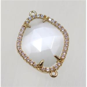 gemstone connector paved zircon, gold plated, approx 17x20mm [GMPDA9113]