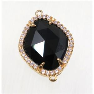 gemstone connector paved zircon, gold plated, approx 17x20mm [GMPDA9114]