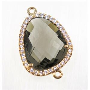 gemstone connector paved zircon, gold plated, approx 15-18mm [GMPDA9120]