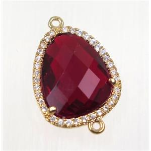 gemstone connector paved zircon, gold plated, approx 15-18mm [GMPDA9121]