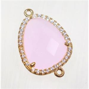 gemstone connector paved zircon, gold plated, approx 15-18mm [GMPDA9122]