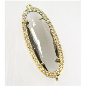 gemstone connector paved zircon, gold plated, approx 15x33mm [GMPDA9128]