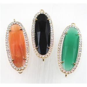 gemstone connector paved zircon, gold plated, mix color, approx 15x33mm [GMPDA9136]