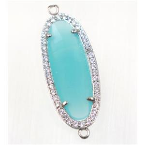 gemstone connector paved zircon, platinum plated, approx 15x33mm [GMPDA9138]