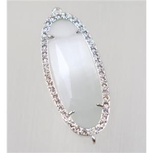 gemstone connector paved zircon, platinum plated, approx 15x33mm [GMPDA9139]