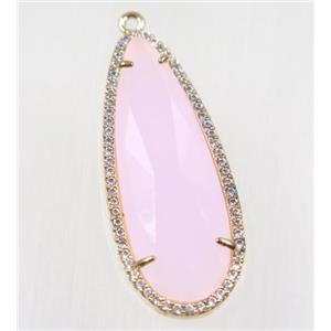 gemstone pendant paved zircon, gold plated, approx 17x42mm [GMPDA9145]