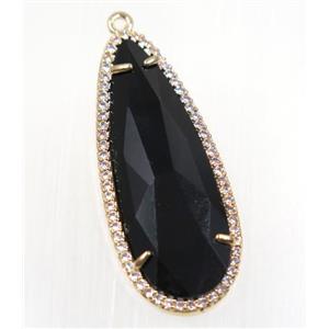 gemstone pendant paved zircon, gold plated, approx 17x42mm [GMPDA9148]