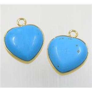 blue dye turquoise heart pendant, approx 16mm [GMPDA9205]