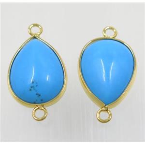 blue dye turquoise teardrop connector, approx 15x20mm [GMPDA9206]